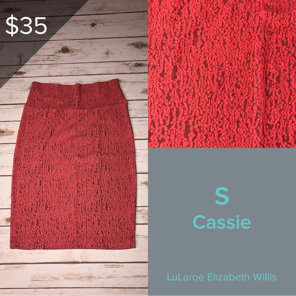 LuLaRoe Cassie Textured Red Pencil Skirt